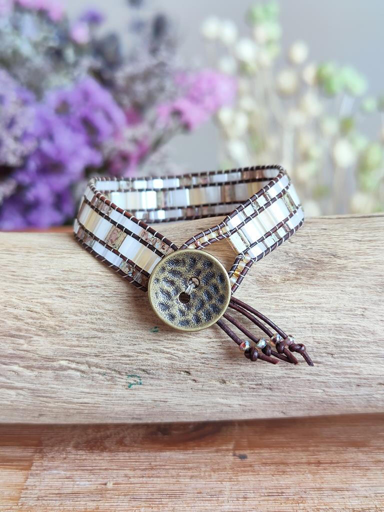 1mm leather and Miyuki glass beads