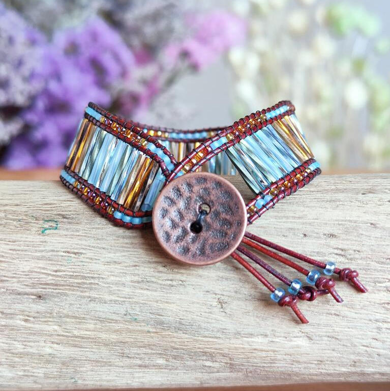 1mm leather and Miyuki glass beads