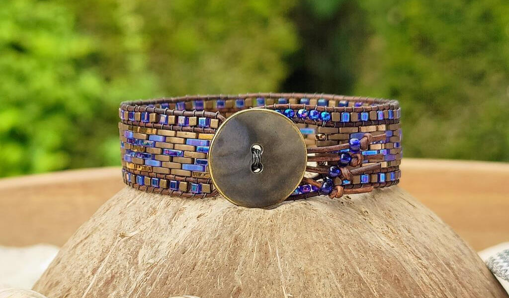 1mm leather and Miyuki glass beads