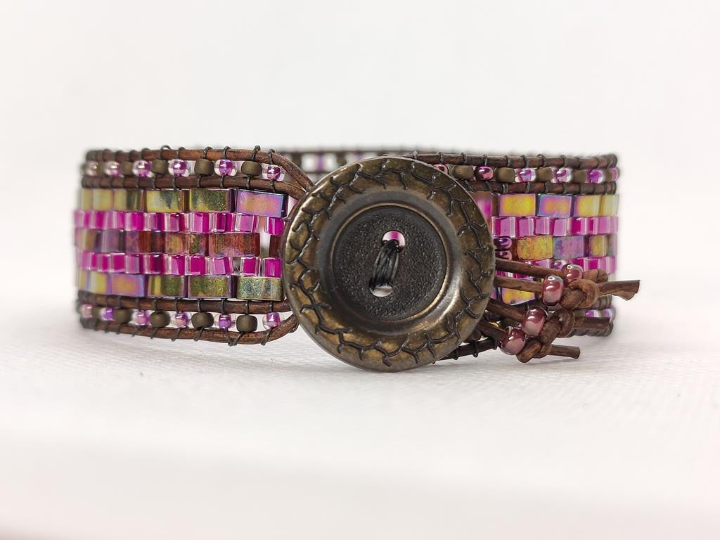 1mm leather and Miyuki glass beads