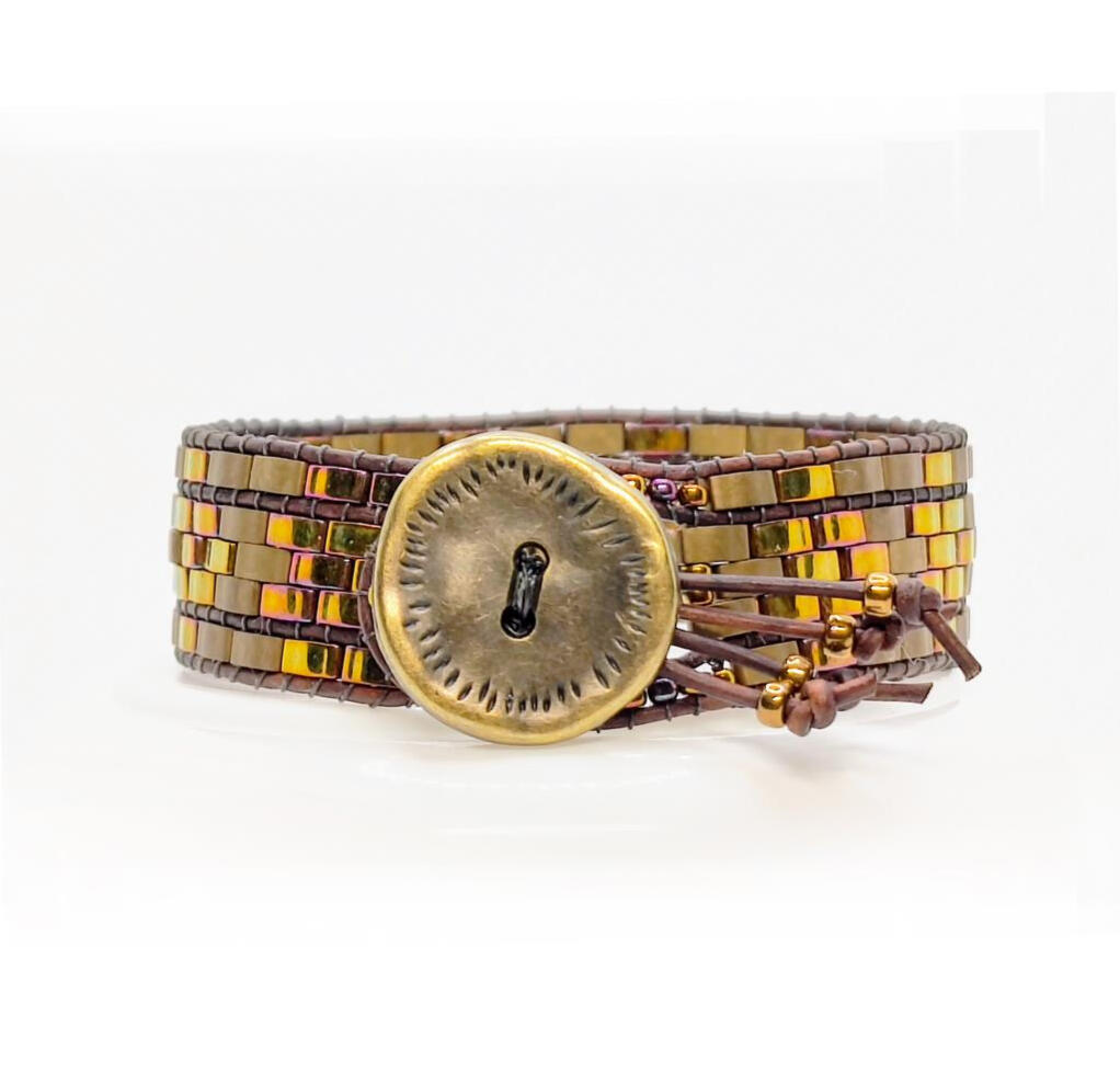 1mm leather and Miyuki glass beads