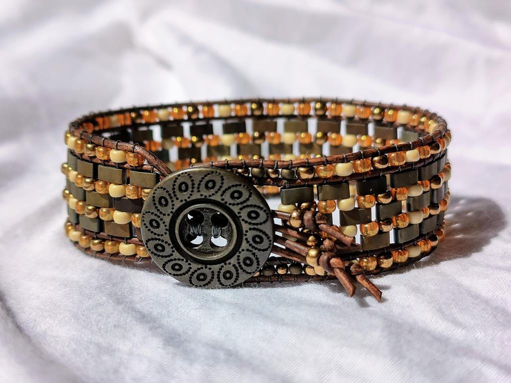 1mm leather and Miyuki glass beads